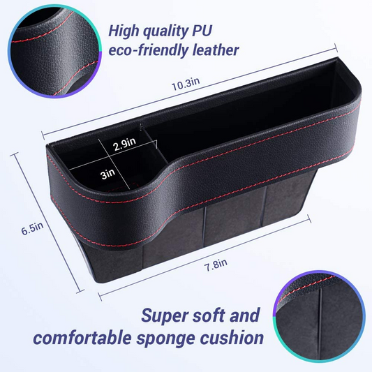 Car Seat Gap Filler Organizer Storage Box Front Seat Console Side Pocket with Cup Holder