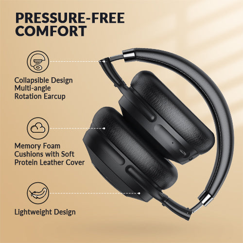 SE8 Hybrid Active Noise Cancelling Headphones, Wireless Over-Ear Bluetooth Headphones with Hi-Fi Stereo Sound, Comfortable Protein Earpads, 30H Playtime - Space Black