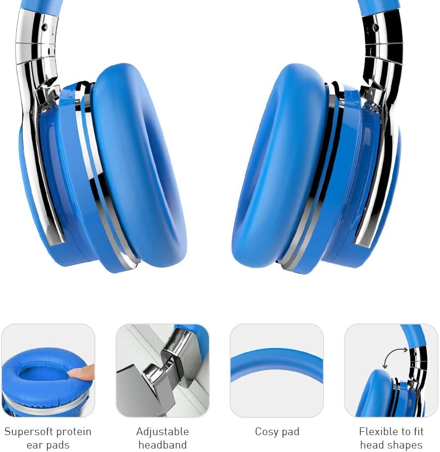 Active Noise Cancelling Bluetooth Wireless Headphones - E7 ANC Blue