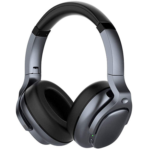 E9 Bluetooth Headphones Active Noise Cancelling Headphones Deep Bass Wireless Comfortable Memory Foam Ear Cups for Sports/TV/Work (Silver)